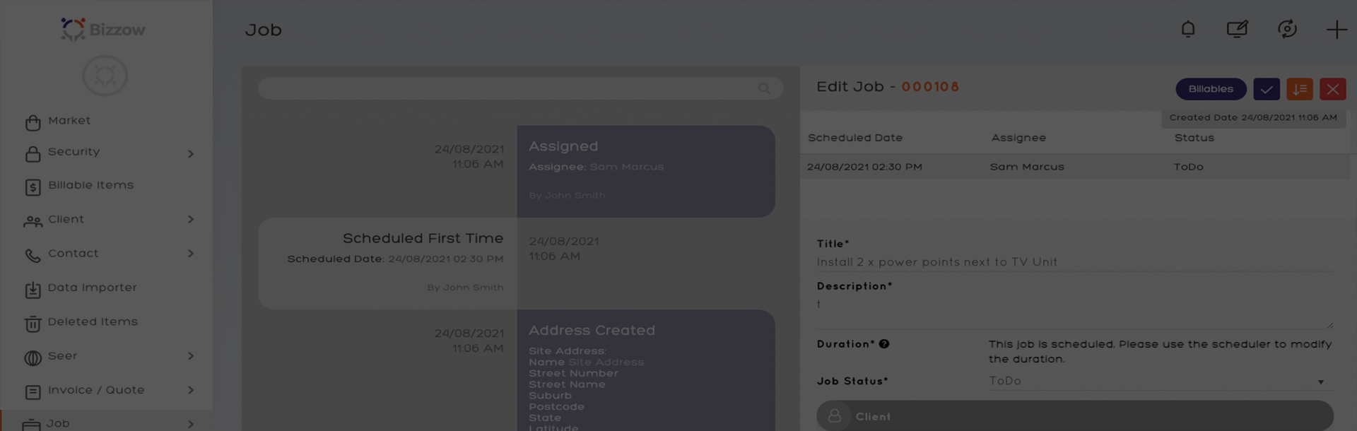 Bizzow Job Entry