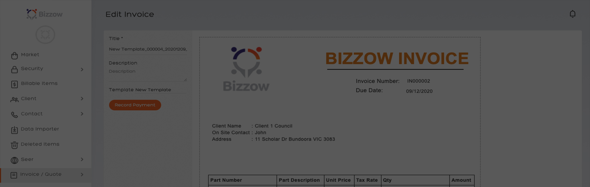 Bizzow Invoices