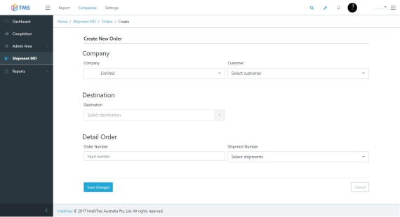 Transport Management System Order Entry